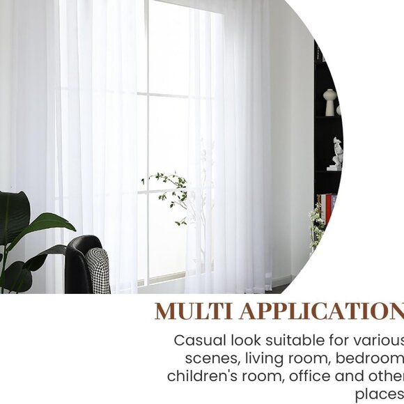 Dreaming Casa Solid Sheer CurtainsWhite Rod Pocket 2 Panels 100" W x 84 - Picture 6 of 8